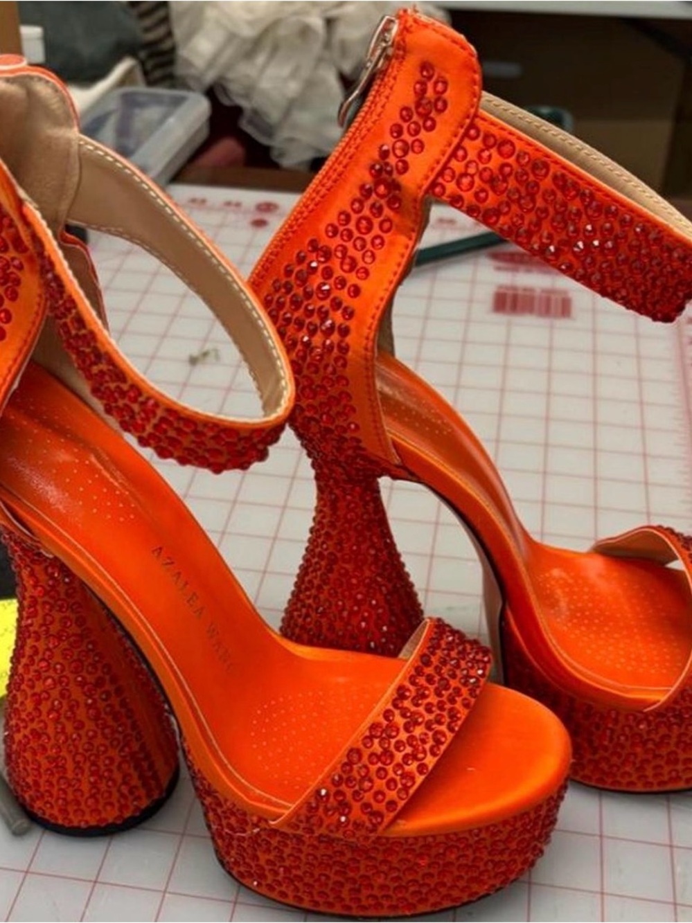 Orange Azalea Wang Crystal Platform Shoes - Women